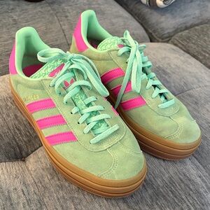Adidas Women's Green and Pink Sneakers